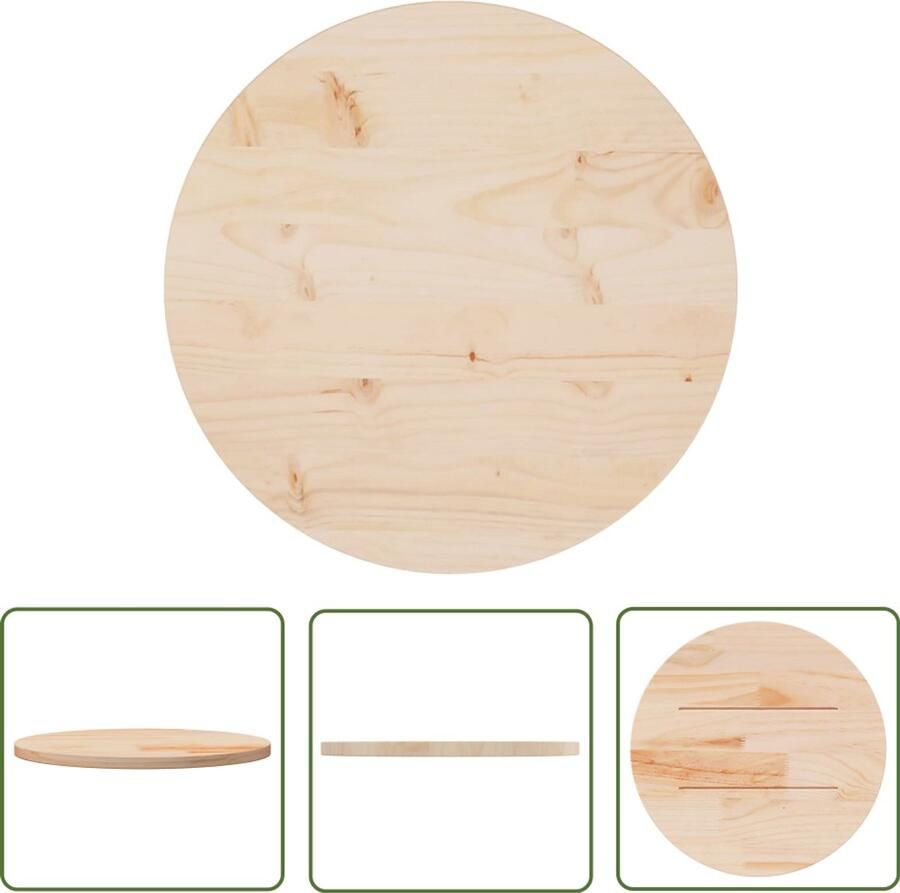 The Living Store Tafelblad Grenenhout 50 x 2.5 cm Stabiel en stevig Tafelblad Grenenhout Houten Tafelblad Rond Tafelblad Eetkamertafel - Foto 2