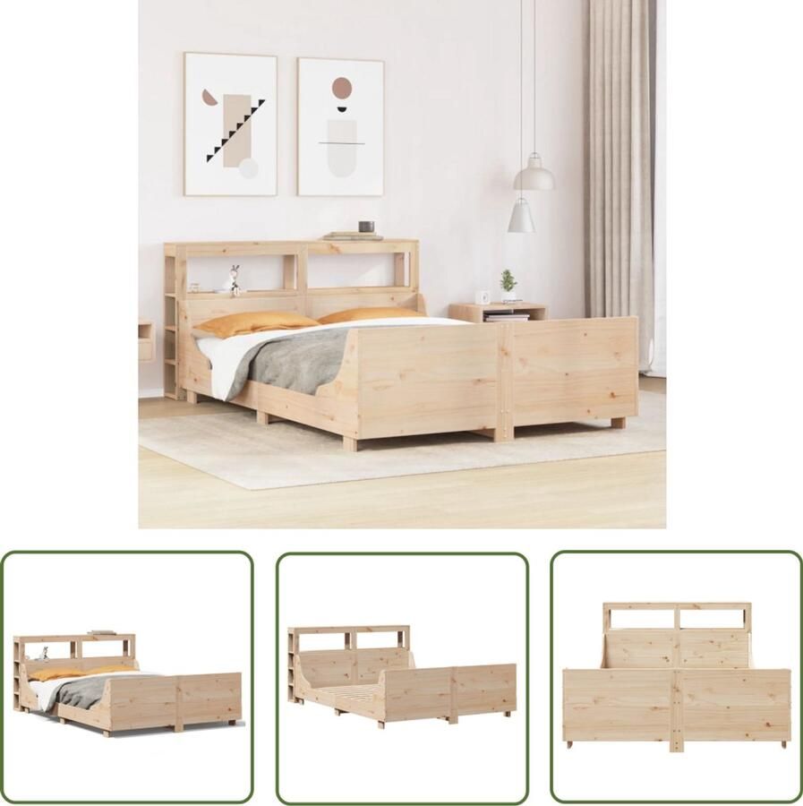 VidaXL Bedframe zonder matras massief grenenhout 150x200 cm Bedframe Grenenhouten Bed Slaapkamers Bed Hoofdbord