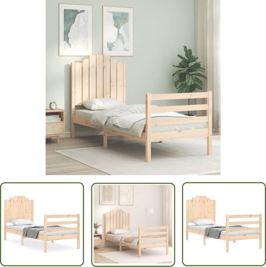 The Living Store Bedframe Massief Grenenhouten 195.5 x 80.5 x 110 cm Multiplex lattenbodem Massief Hout Bed Grenenhouten Bed Slaapcomfort Bedframe Boxspring Bed