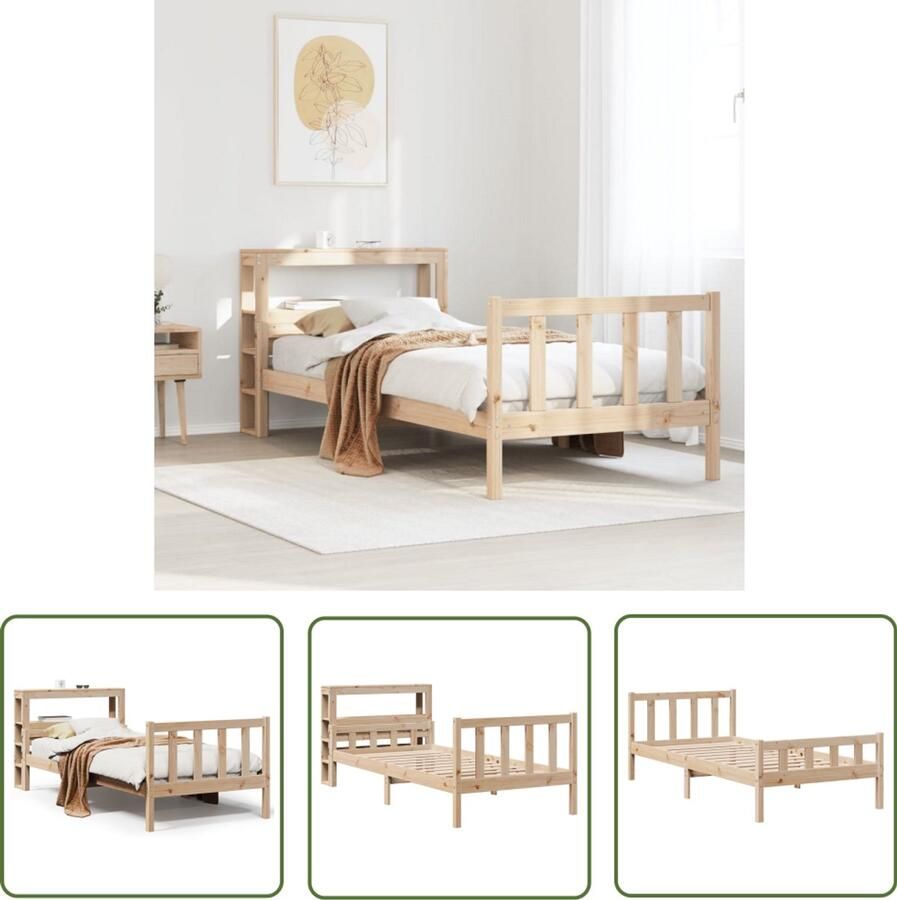The Living Store Bedframe zonder matras massief grenenhout 75x190 cm Massief Hout Bed Grenenhouten Bed Frame Tweepersoons Bed Kingsize Bed