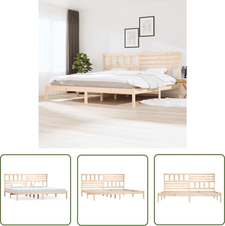 The Living Store Bedframe Grenenhout 180x200cm Rustiek uitziend Stevig en stabiel Montage vereist Massief Houten Bed Grenenhouten Bed Landelijk Bed Vintage Bed Tweepersoons Bed