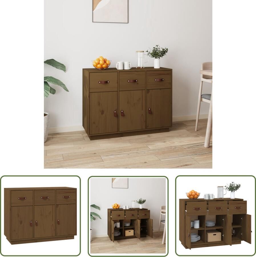 VidaXL Dressoir 100x40x75 cm massief grenenhout honingbruin Dressoir Grenenhouten Dressoir Vintage Dressoir Landelijk Dressoir Salontafel