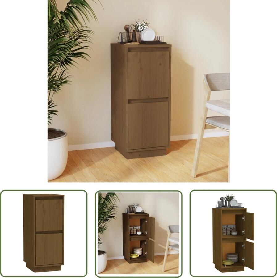 VidaXL Dressoir 31 5x34x75 cm massief grenenhout honingbruin Dressoir Grenenhouten Dressoir Honey Bruine Dressoir Compact Dressoir Salontafel