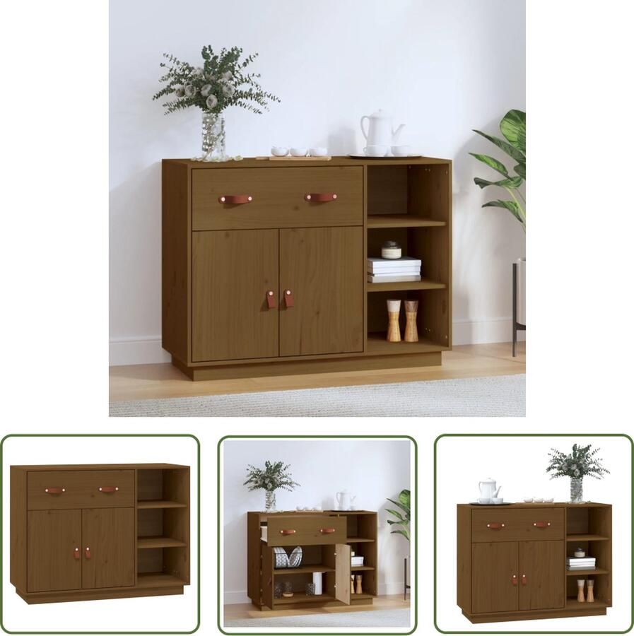 VidaXL Dressoir 98 5x40x75 cm massief grenenhout honingbruin Dressoir Grenenhouten Dressoir Vintage Dressoir Landelijk Dressoir Salontafel