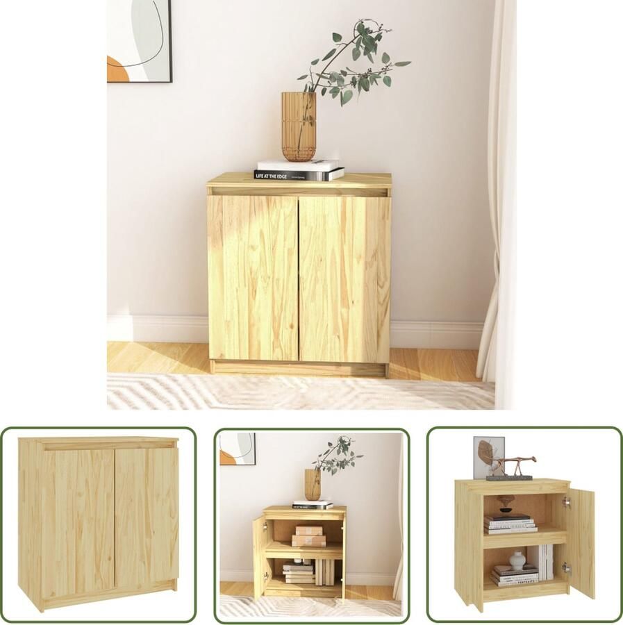 The Living Store Bijzetkast 60x36x65 cm massief grenenhout Bijzetkast Massief Grenenhout Opbergkast Side Table Living Room Furniture