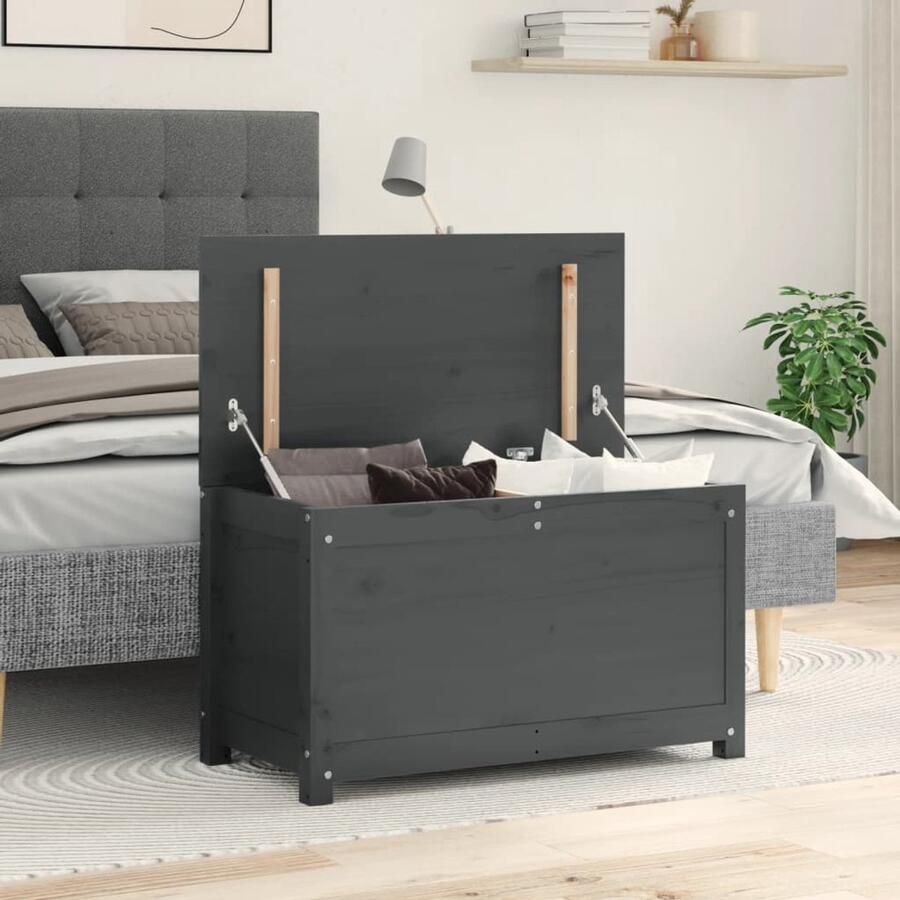 VidaXL Opbergbox Grijs 80x40x45 5 cm Grenenhout Opbergdoos Grenenhouten Kast Grijze Opbergbox Opbergvakken Meubilair