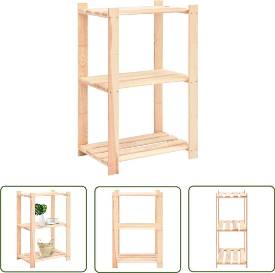 VidaXL Opbergrek 3-laags 60x38x90 cm massief grenenhout 150 kg Opslagruimte Grenenhouten Kast Boekenkast Badkamerkast Woonaccessoires