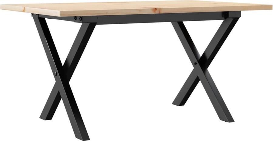 The Living Store Salontafel X-frame 80x50x40 cm massief grenenhout en gietijzer Salontafel Houten Tafel Grenenhouthouten Tafel Vintage Tafel Industriële Tafel
