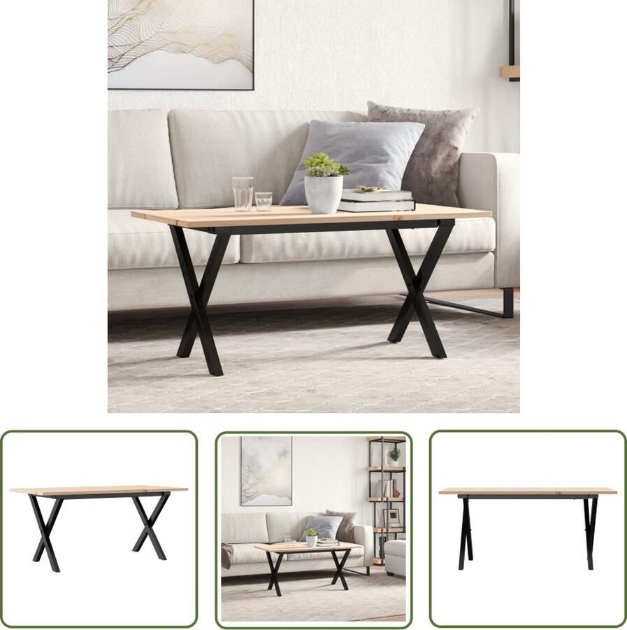 VidaXL Salontafel X-frame 90x40x45 cm massief grenenhout en staal Salontafel Grenenhouten Tafel Industriële Salontafel Vintage Salontafel Hout Meubilair