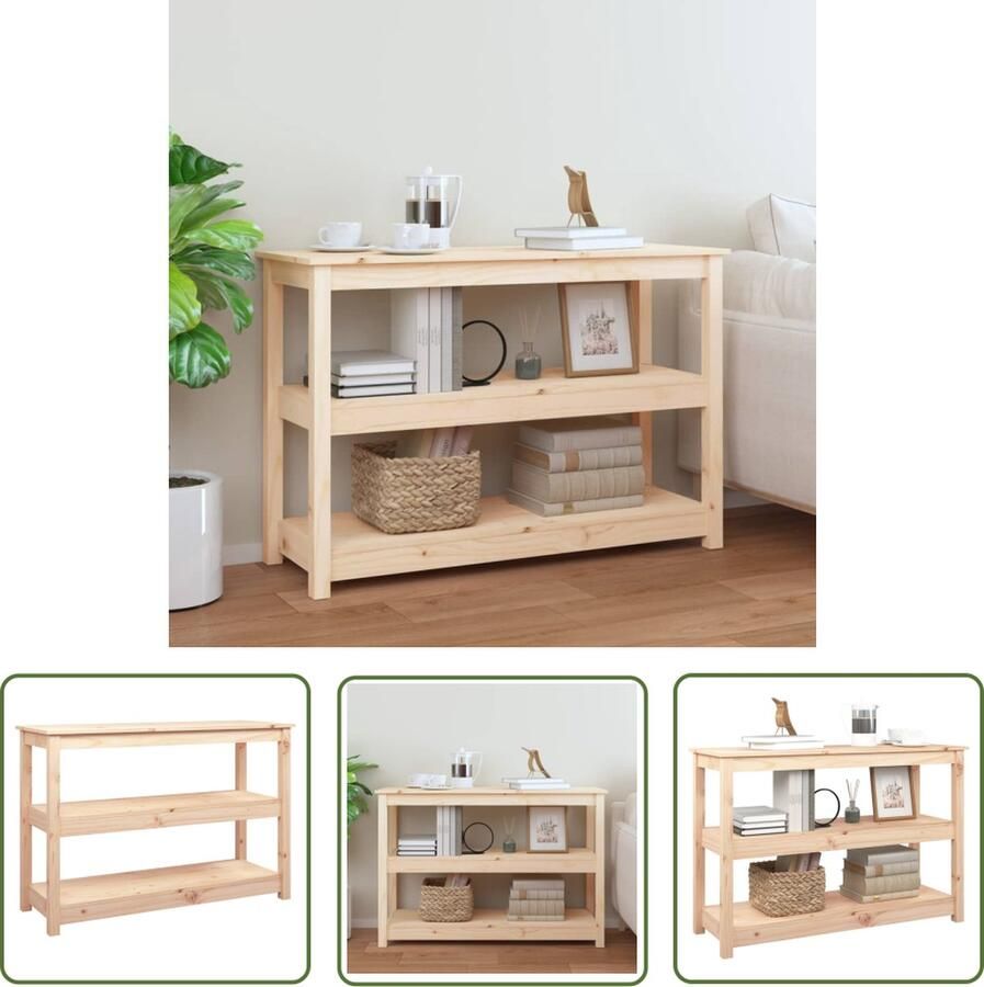 The Living Store Wandtafel Massief Grenenhout Klassiek Ontwerp 110x40x74 cm Wandtafel Grenenhouten Tafel Salontafel Bijzettafel Vintage Tafel - Foto 3