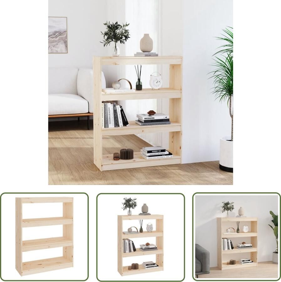 The Living Store Boekenkast Grenenhout 80 x 30 x 103.5 cm Opbergkast met 3 vakken Boekenkast Grenoble Hout Boekenplank Opslagkast Woonkamerdecoratie - Foto 2