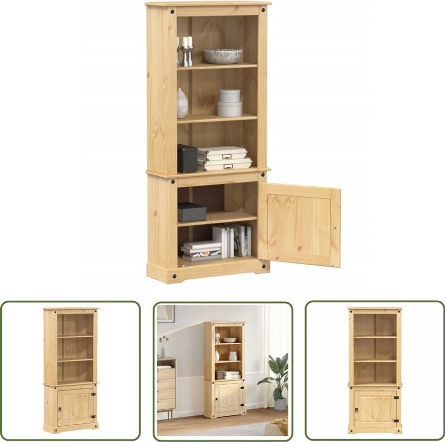 VidaXL Hoge kast Corona 74x38x170 cm massief grenenhout Hoge Kast Grenoble Hout Opbergkast Wandkast Vintage Stijl