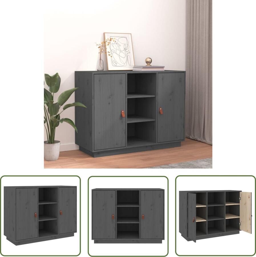 VidaXL Dressoir 100x40x75 cm massief grenenhout grijs Dressoir Grenoblehouten Dressoir Vintage Dressoir Landelijk Dressoir Salontafel