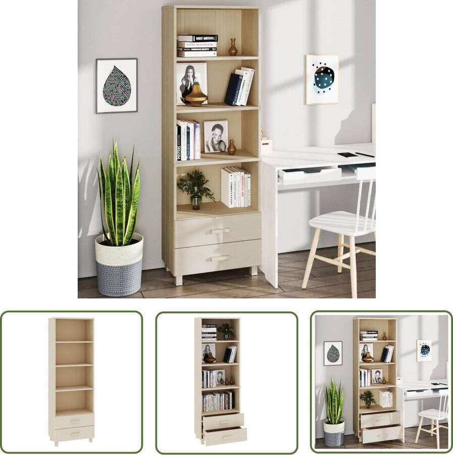 The Living Store Hoge kast HAMAR 60x35x180 cm massief grenenhout honingbruin Hoge Kast Hout Kast Grenoble Kast Vintage Kast Salontafel