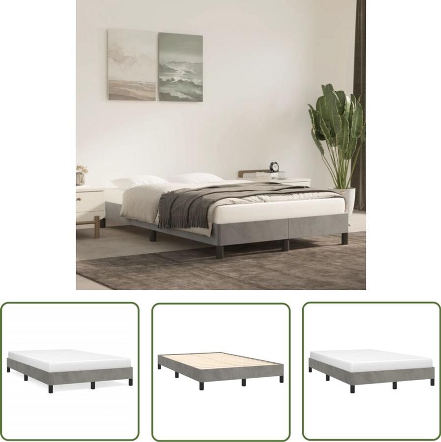 VidaXL Grijs Bed Fluweel Bed Bedframe zonder matras 120x190 cm fluweel lichtgrijs Tweepersoons Bed King Size Bed Boxspring Bed