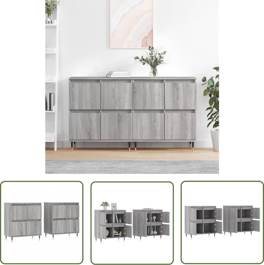 VidaXL Dressoirs 2 st bewerkt hout grijs sonoma eikenkleurig Dressoirs Grijze Dressoirs Sonomakleur Houten Dressoirs Bewerkt Hout