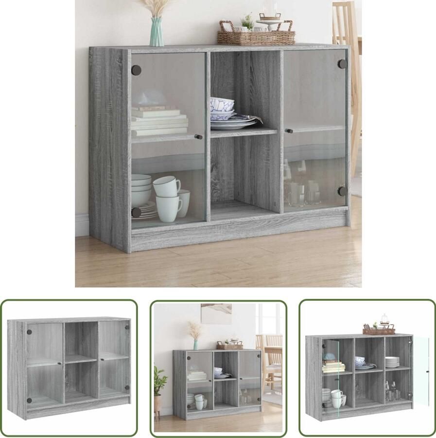 VidaXL Dressoir 102x37x75 5 cm bewerkt hout grijs sonoma eikenkleurig Dressoir Grijze Dressoirs Sonomaneik Dressoir Houten Dressoir Salontafel
