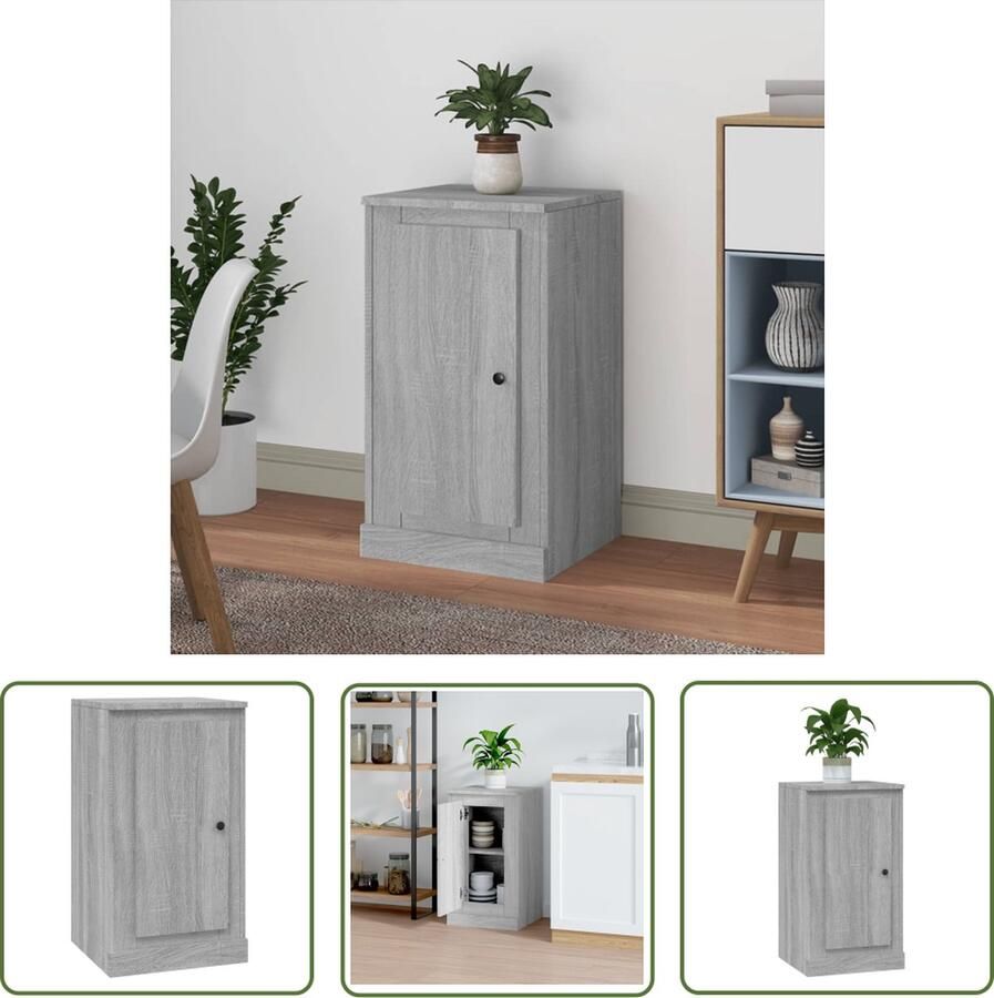 The Living Store Dressoir 37 5x35 5x67 5 cm bewerkt hout grijs sonoma eikenkleur Dressoir Klassiek Meubel Grijze Dressoirs Houten Dressoir Salontafel