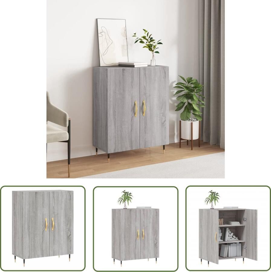 The Living Store Dressoir 69 5x34x90 cm bewerkt hout grijs sonoma eikenkleurig Dressoir Grijze Dressoirs Houten Dressoir Vintage Dressoir Salontafel