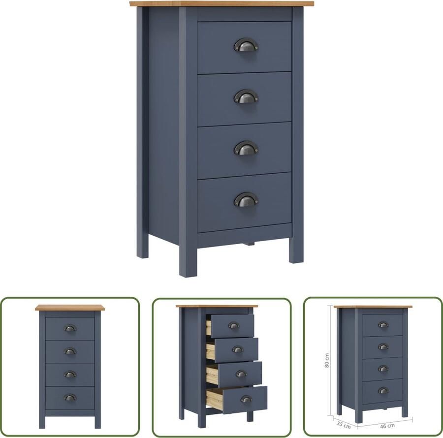 VidaXL Dressoir Hill 46x35x80 cm massief grenenhout grijs Dressoir Grijze Dressoirs Houten Dressoir Grenenhouten Dressoir Vintage Dressoir