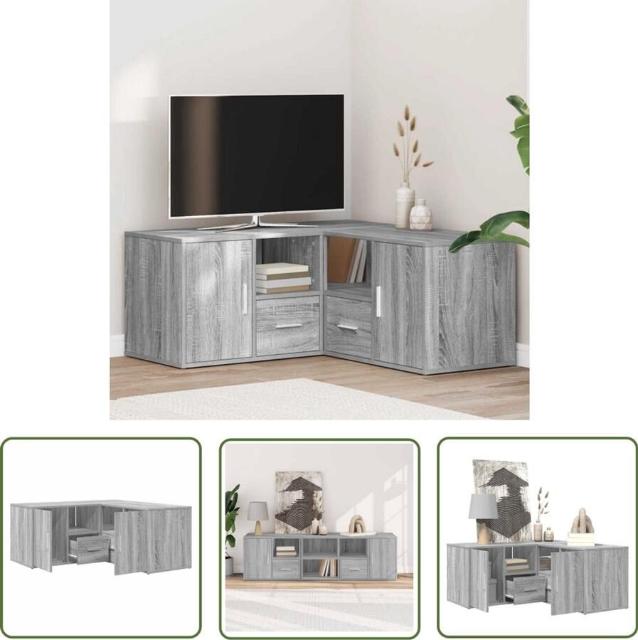 VidaXL Hoekkast 160x40x45 cm bewerkt hout grijs sonoma eikenkleurig Hoekkast Grijze Hoekkast Houten Hoekkast Bewerkt Hout Sonoma Eiken
