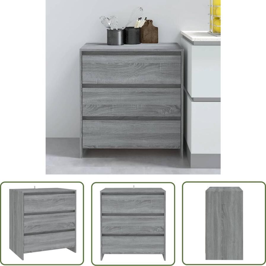 VidaXL Dressoir 70x41x75 cm bewerkt hout grijs sonoma eikenkleurig Dressoir Grijze Kast Houten Dressoir Sonoma Eiken Kleur Salontafel - Foto 2