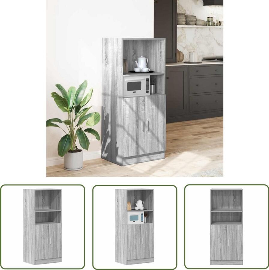 The Living Store Keukenkast 57x41 5x131 5 cm bewerkt hout grijs sonoma eiken Keukenkast Houten Kast Opslagoplossing Keukeninrichting Grijze Keukenkast