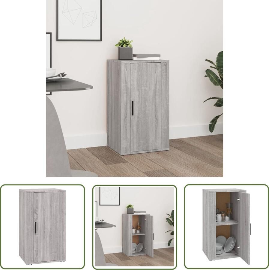 The Living Store Dressoir 40x33x70 cm bewerkt hout grijs sonoma eikenkleurig Dressoir Houten Dressoir Grijze Dressoir Salontafel Bijzettafel