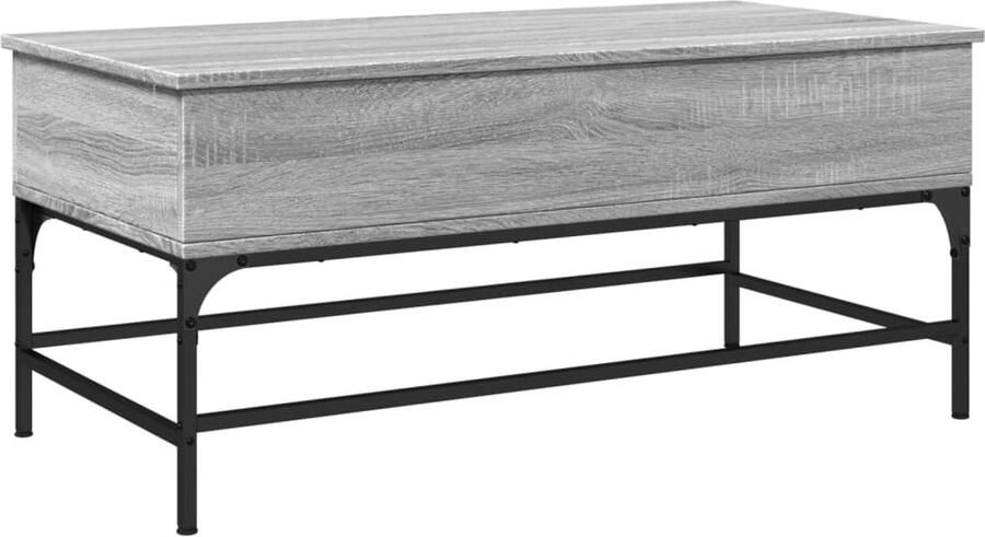 VidaXL Salontafel 100x50x45 cm bewerkt hout en metaal grijs sonoma Salontafel Grijze Salontafel Houten Salontafel Metalen Salontafel Design Salontafel
