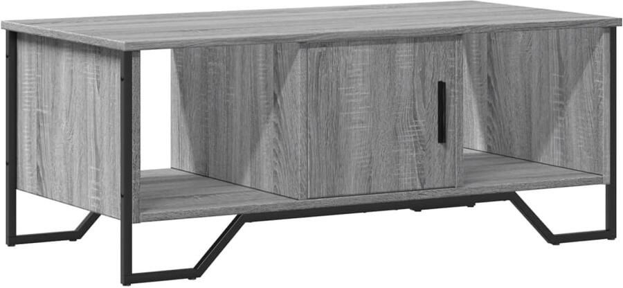 The Living Store Salontafel 100x51x40 cm bewerkt hout grijs sonoma Salontafel Bijzettafel Houten Salontafel Grijze Salontafel Moderne Salontafel
