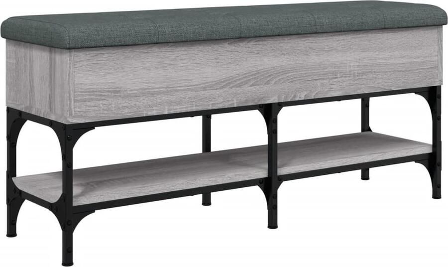 VidaXL Schoenenbank 102x32x45 cm bewerkt hout grijs sonoma eikenkleur Schoenenbank Grijze Schoenenbank Houten Schoenenbank Schoenenkast Entreeset
