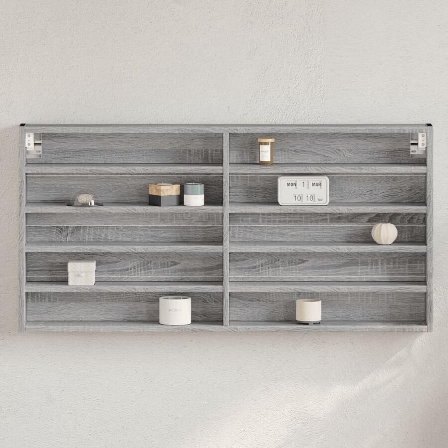 VidaXL Vitrinekast 100x8 5x50 cm bewerkt hout grijs sonoma eikenkleur Vitrinekast Grijze Vitrinekast Houten Vitrinekast Vintage Vitrinekast Salontafel - Foto 2