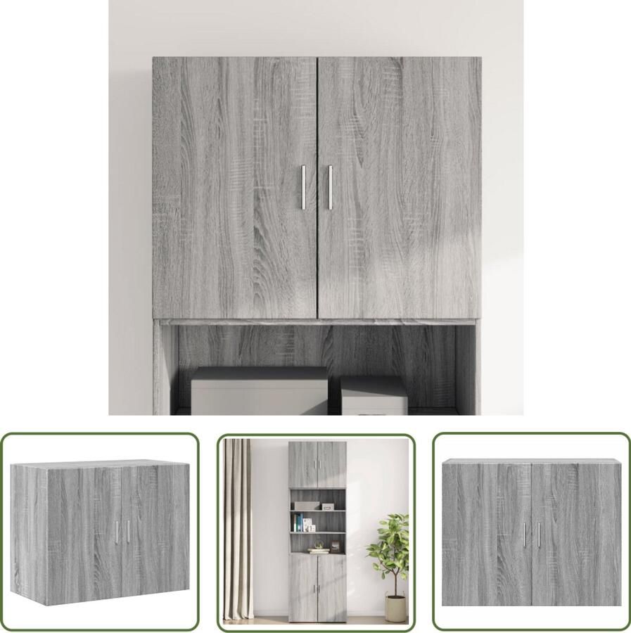 VidaXL Wandkast 80x42 5x64 cm bewerkt hout grijs sonoma eikenkleurig Wandkast Grijze Wandkast Houten Wandkast Sonoma Eiken Opbergkast