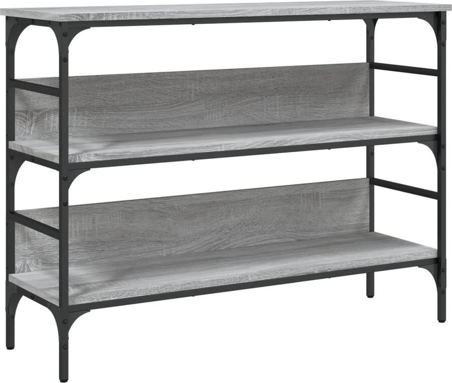 The Living Store Wandtafel 100x32x75 cm bewerkt hout grijs sonoma eikenkleurig Wandtafel Consoletafel Haltafel Opbergtafel Bewerkthout