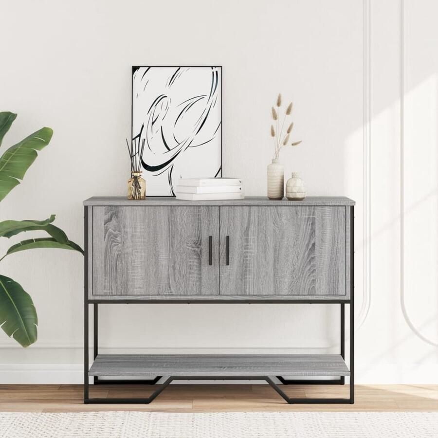 The Living Store Wandtafel 100x35x74 5 cm bewerkt hout grijs sonoma eikenkleurig Wandtafel Salontafel Tv Tafels Houten Tafel Grijze Tafel