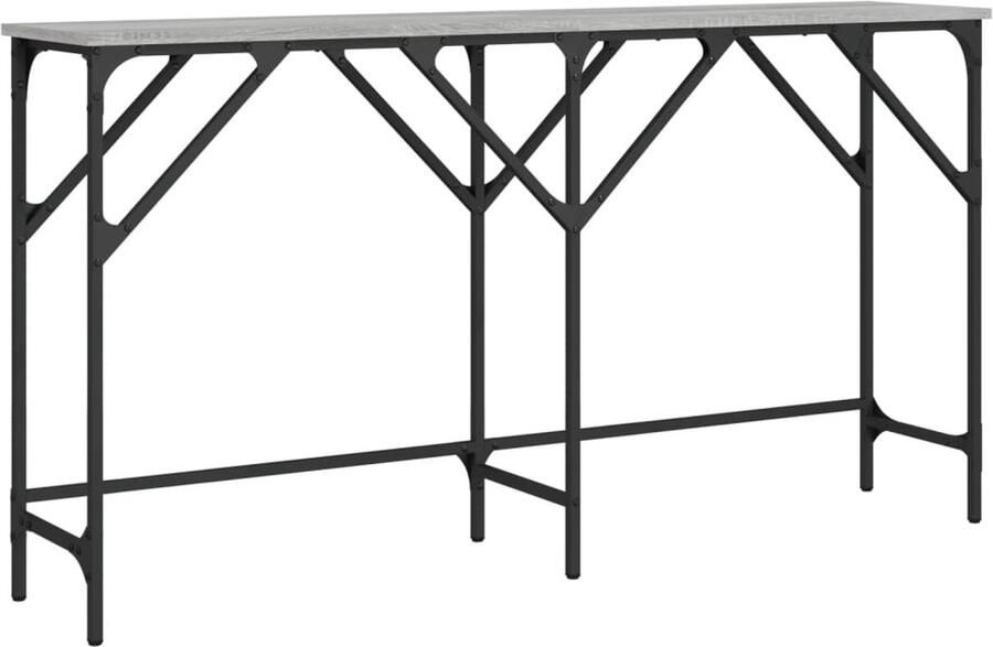 The Living Store Wandtafel 140x29x75 cm bewerkt hout grijs sonoma eikenkleurig Wandtafel Industrieel Grijze Wandtafel Houten Wandtafel Salontafel