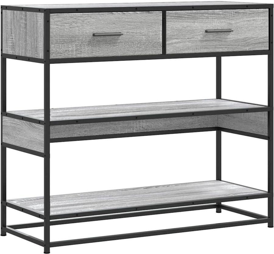 VidaXL Wandtafel 90x35x80 cm bewerkt hout grijs sonoma eikenkleurig Wandtafel Grijze Wandtafel Houten Wandtafel Opslagoplossing Badkamerkast