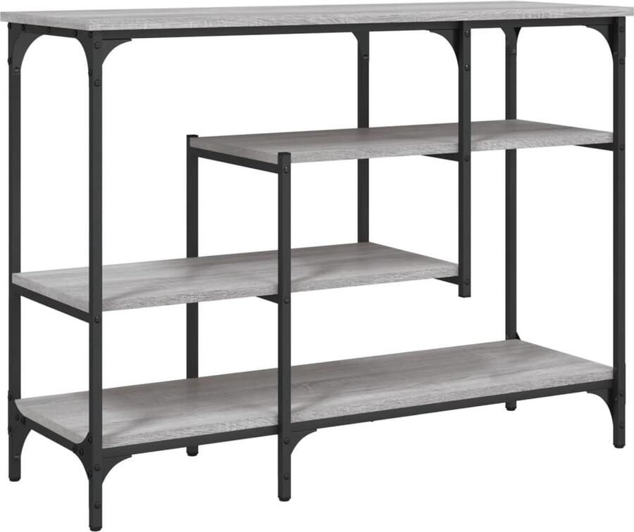 VidaXL Wandtafel met schappen 100x35x75 cm grijs sonoma eikenkleurig Wandtafel Grijze Wandtafel Sonomane Eiken Kleur Houten Wandtafel Salontafel