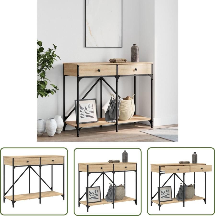 The Living Store Wandtafel Trendy Haltafel 100 x 39 x 78.5 cm Kleur- Sonoma eiken Wandtafel Haltafel Consoletafel Houten Tafel Bruine Tafel
