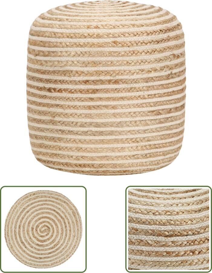 The Living Store Poef handgemaakt 40x45 cm jute Poef Handgemaakte Poef Zitpoef Relaxstoel Bruine Poef - Foto 2