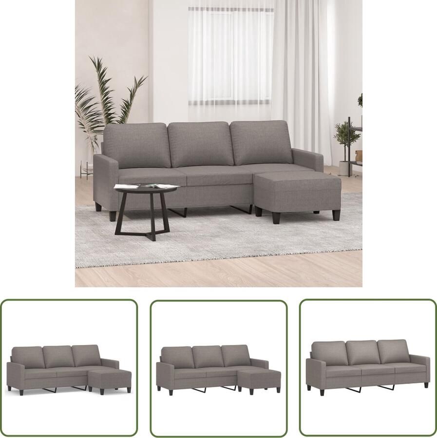 VidaXL Hoekbank Drie Gezichtsbank Driezitsbank met voetenbank 180 cm stof taupe Salonmeubilair Lounge Meubels Fauteuils