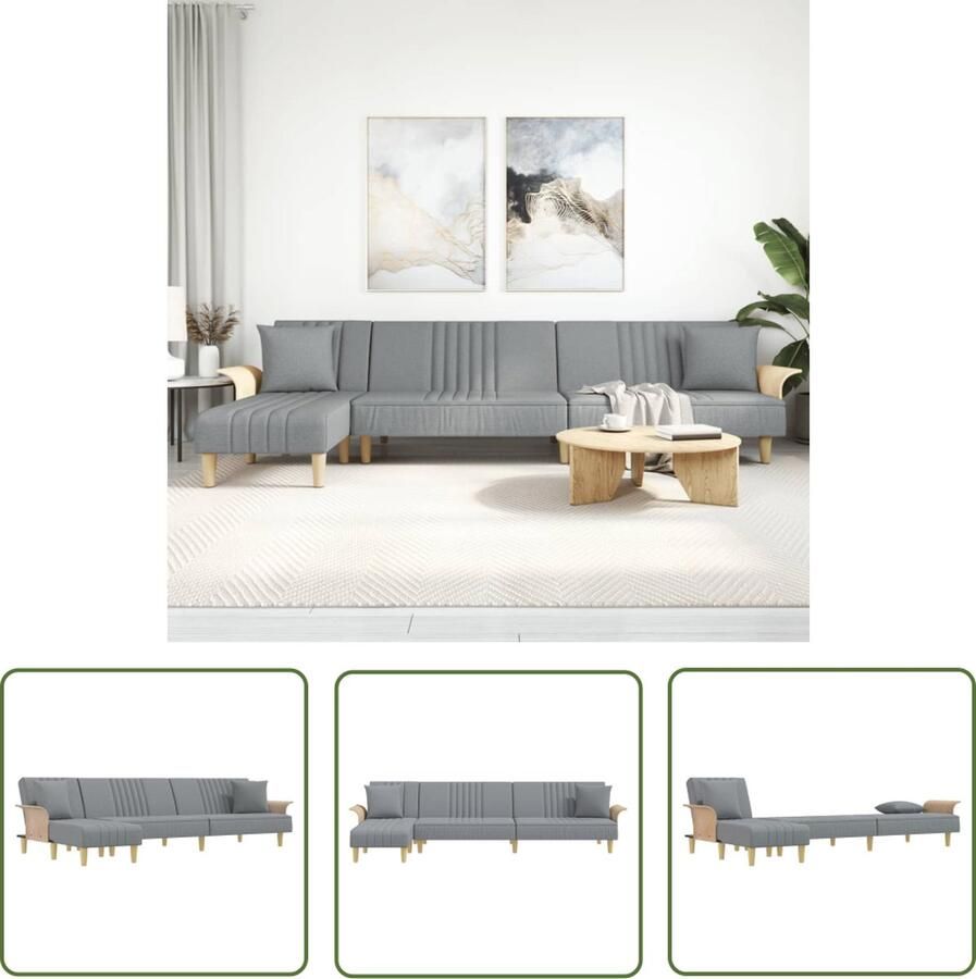 The Living Store L-vormige slaapbank multifunctioneel lichtgrijs 279 x 140 x 70 cm Slaapbank Hoekbank Sofa Bed Tweepersoonsbed Grijs Meubilair