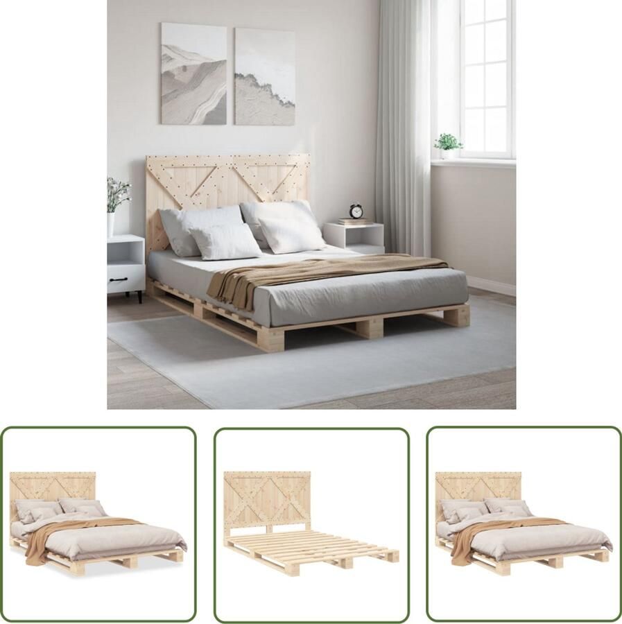 VidaXL Hoofd Bord Bed Massief Grenenhout Bed Frame Bedframe met hoofdbord massief grenenhout 160x200 cm Bed Frame 160x200 Houten Bed Frame Vintage Bed Frame