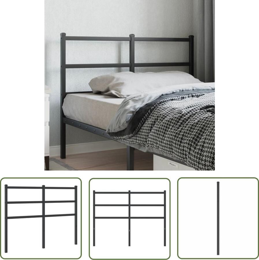The Living Store Hoofdbord Zwarte Stalen Vierkante Buis 125 x 3 x 90 cm Robuuste Metalen Constructie Hoofdbord Hoofd Bord Beddecoratie Slaapkamervloerisolator Metalen Hoofdbord