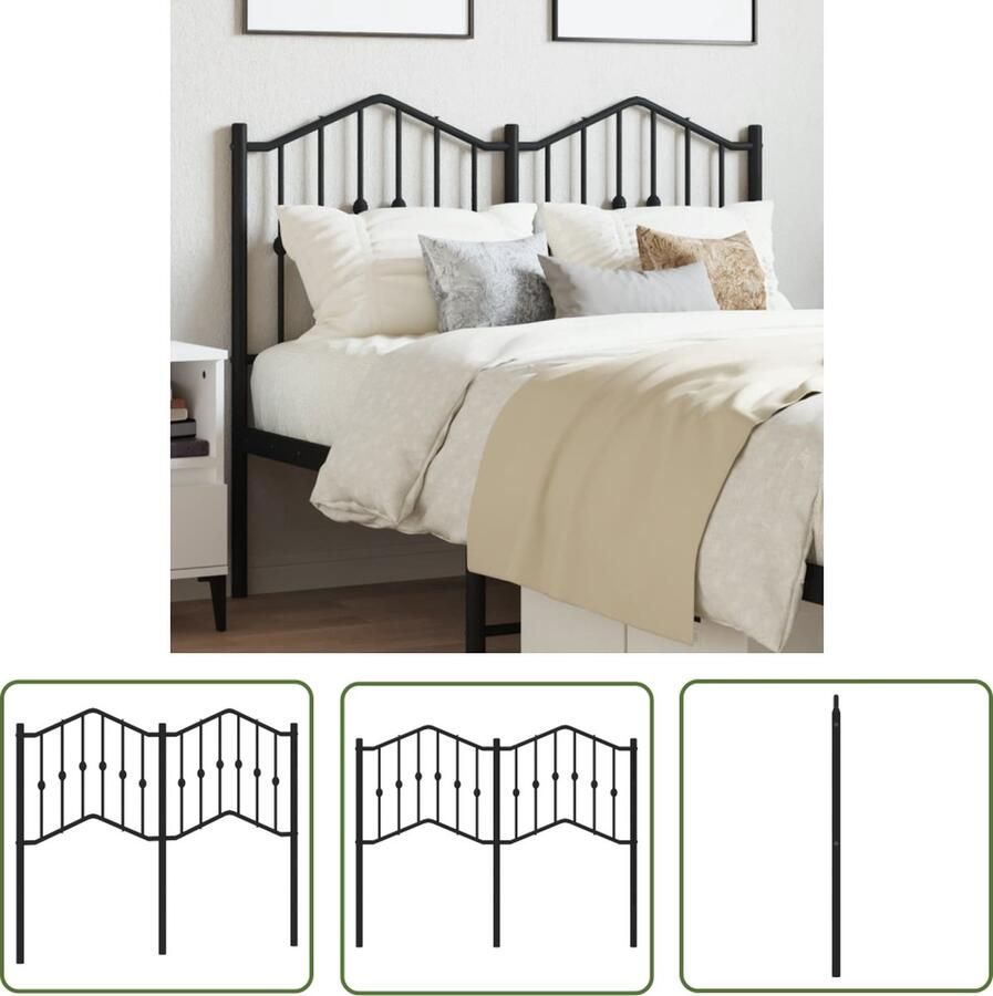 The Living Store Hoofdbord Klassiek Zwart Staal 125 x 98 cm Robuuste Metalen Constructie Hoofdbord Hoofd Bord Klassiek Hoofdbord Zwarte Hoofdbord Metalen Hoofdbord