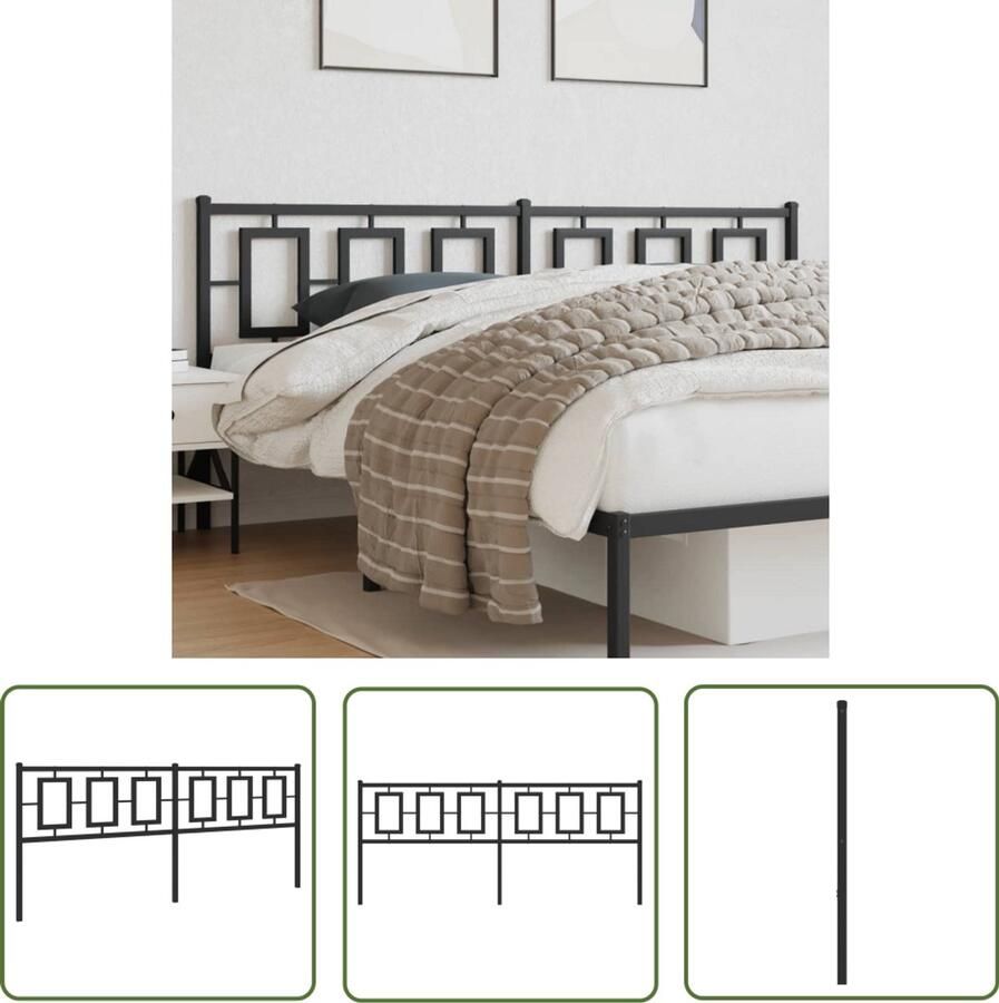 The Living Store Hoofdbord Metaal Zwart 206 x 91 cm Robuuste constructie Hoofdbord Hoofd Bord Beddecoratie Metalen Hoofdbord Zwart Hoofdbord