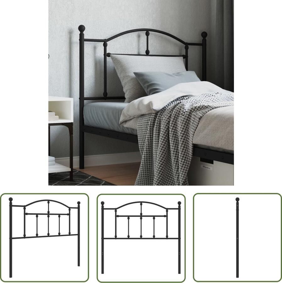 The Living Store Hoofdbord Klassiek Staal 105 x 3 x 97 cm Zwart Hoofdbord Hoofdbekleding Beddecoratie Slaapkamers Klassiek Hoofdbord - Foto 2