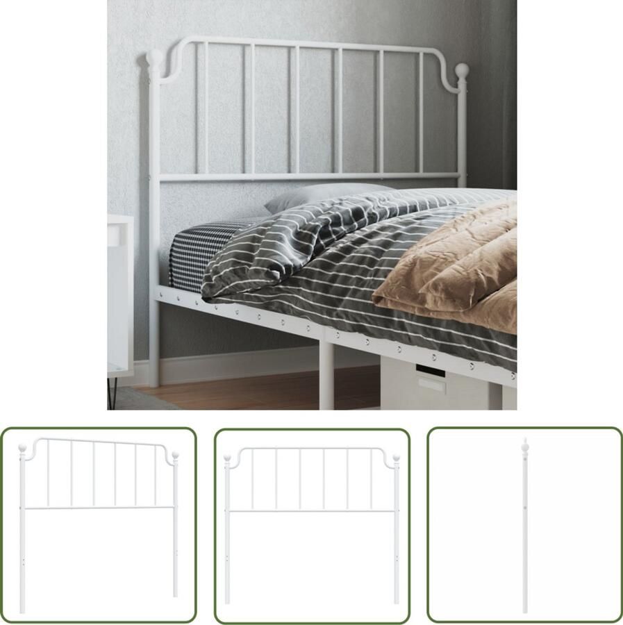 The Living Store Klassieke Hoofdbord 112 x 4 x 102 cm Wit metalen constructie Hoofdbord Hoofdboard Klassiek Hoofdbord Houten Hoofdbord Metalen Hoofdbord