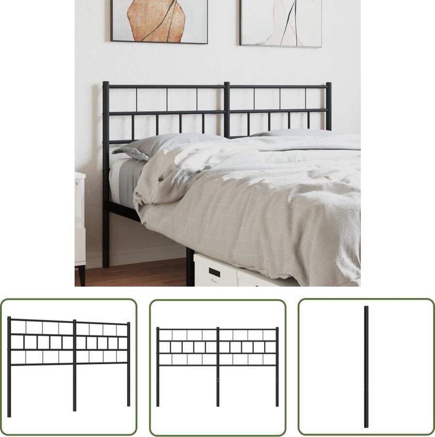 The Living Store Hoofdbord Trendy Ontwerp Metalen Constructie Stevige Poten Comfortabele Ondersteuning Kleur- Zwart Afmetingen- 125 x 3 x 90 cm Geschikte matrasbreedte- 120 cm Montage vereist
