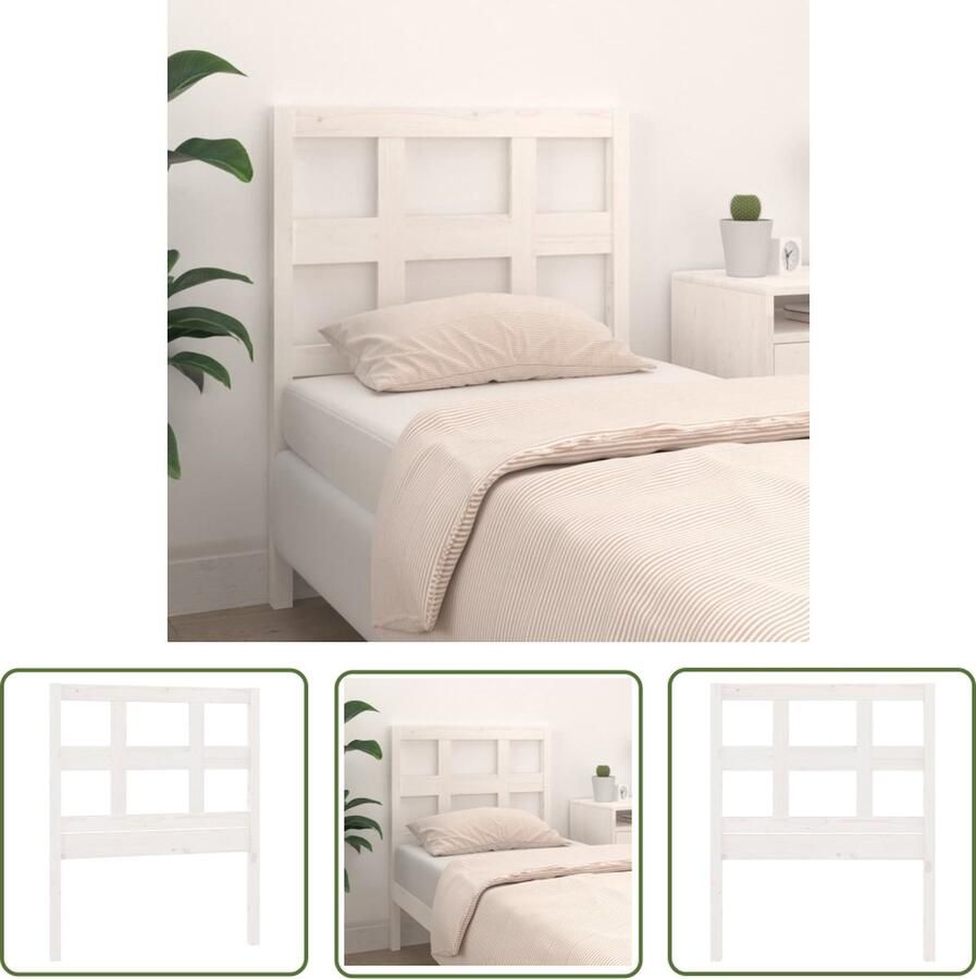The Living Store Hoofdbord 95 5x4x100 cm massief grenenhout wit Houten Hoofdeinde Hoofdboard Beddecoratie Slaapkamers Wit Meubilair